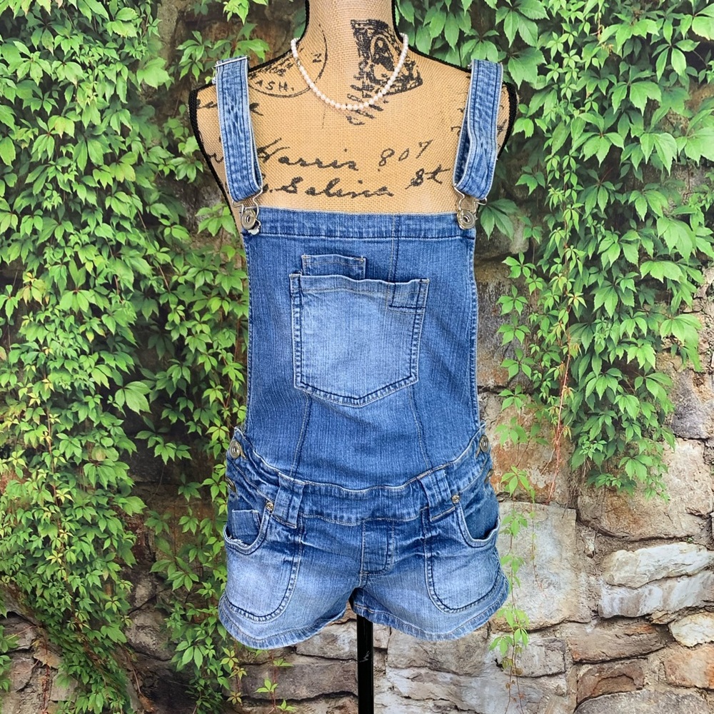 HIGHWAY JEANS Junior's Ombre Distressed Denim Short Overalls, 9
